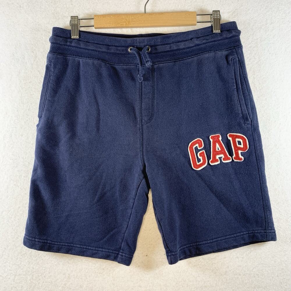 GAP Mens Puff Spell Out Logo Sweat‎ Shorts Sz M Navy Thick Athletic Y2K Preppy